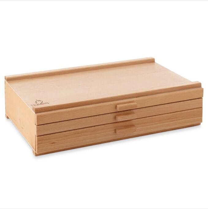 Wooden Multi-Drawer Art Supply Storage Box – Organizer for Pastels, Pencils, Brushes & Drawing Tools – 3, 4, 6, 10 or 12 Drawers